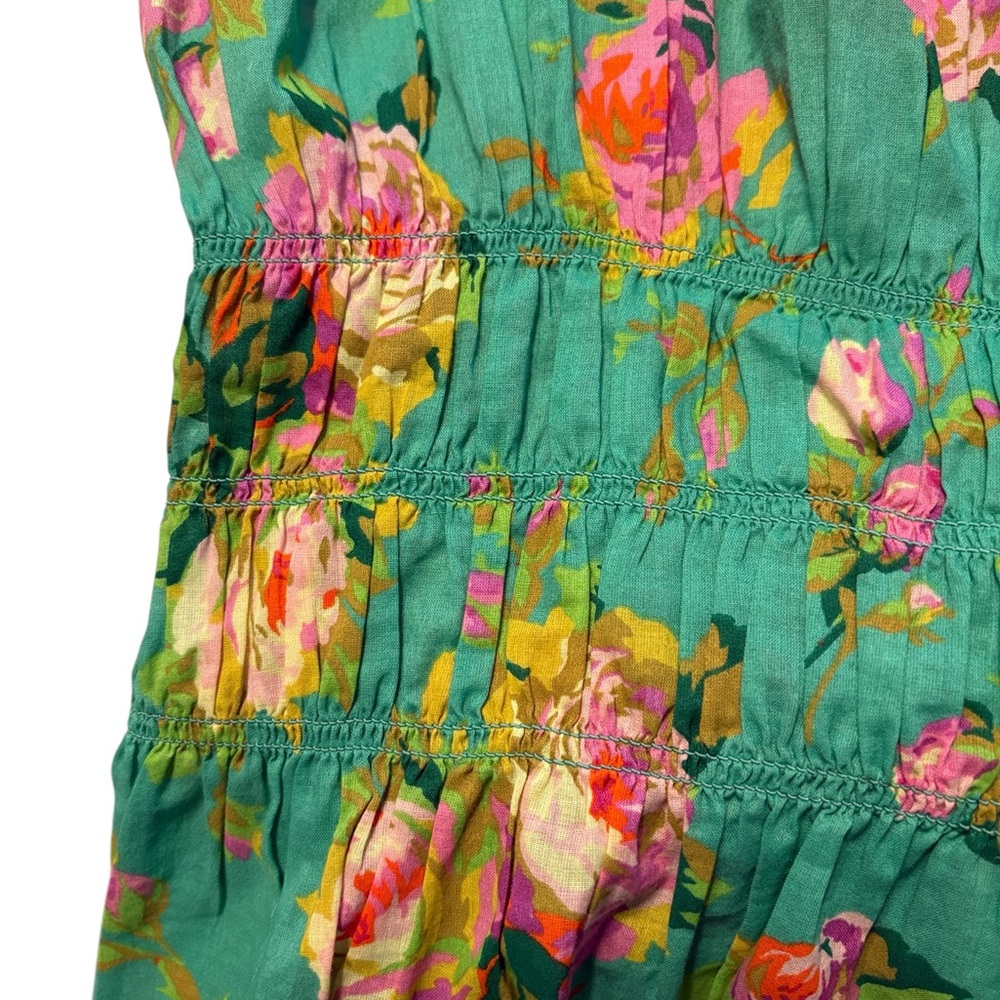 J. Crew Tie-Front Voile Camisole in Rose Garden Size Large Green Pink Summer - Picture 6 of 8
